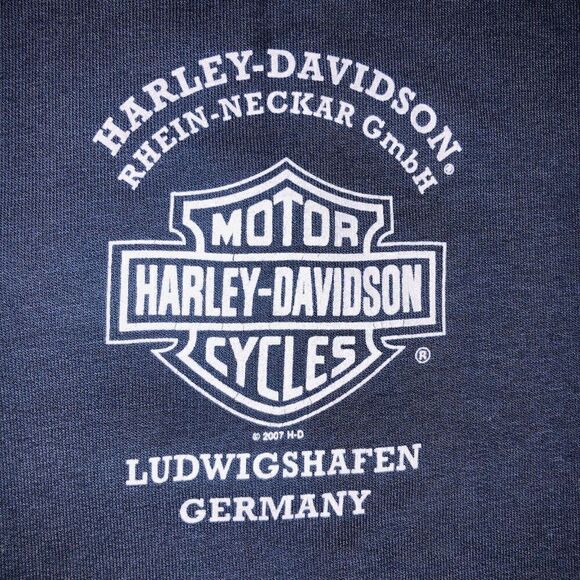 Vintage Y2K 2007 Harley Davidson Gray Zip Up Sweatershirt Hoodie Geemany Small S - Picture 5 of 7